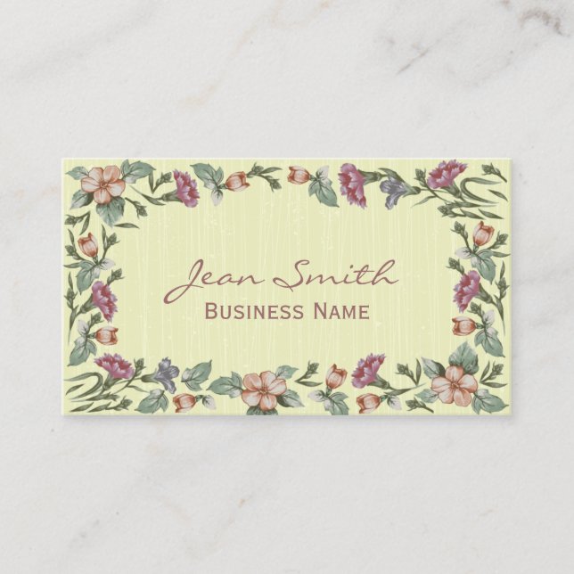 Elegant Floral Wedding Planner Business card (Front)