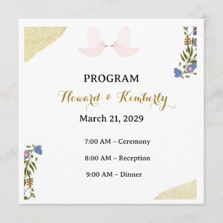 Elegant Floral Wedding Program Card
