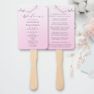 Elegant Floral Wedding Program Hand Fan
