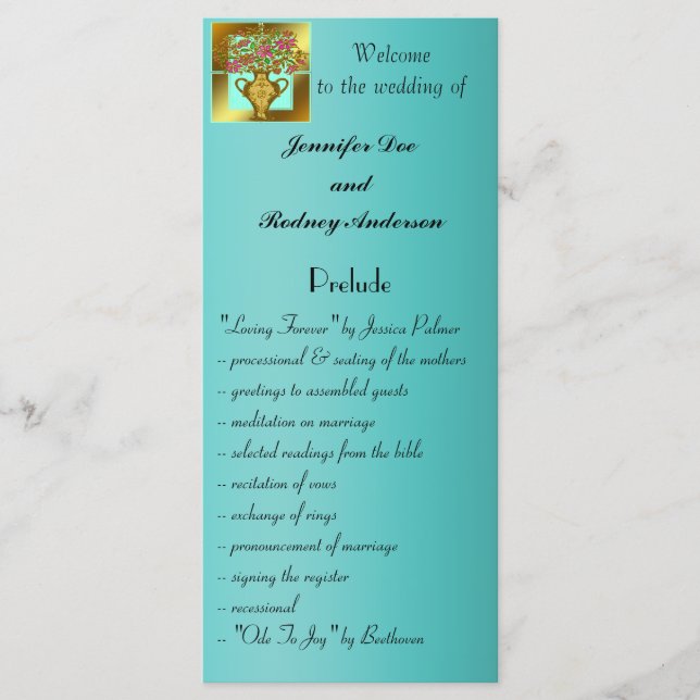 Elegant Floral Wedding Program Rack Card (Front)