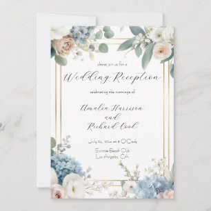 Elegant Floral Wedding Reception Invitation Card