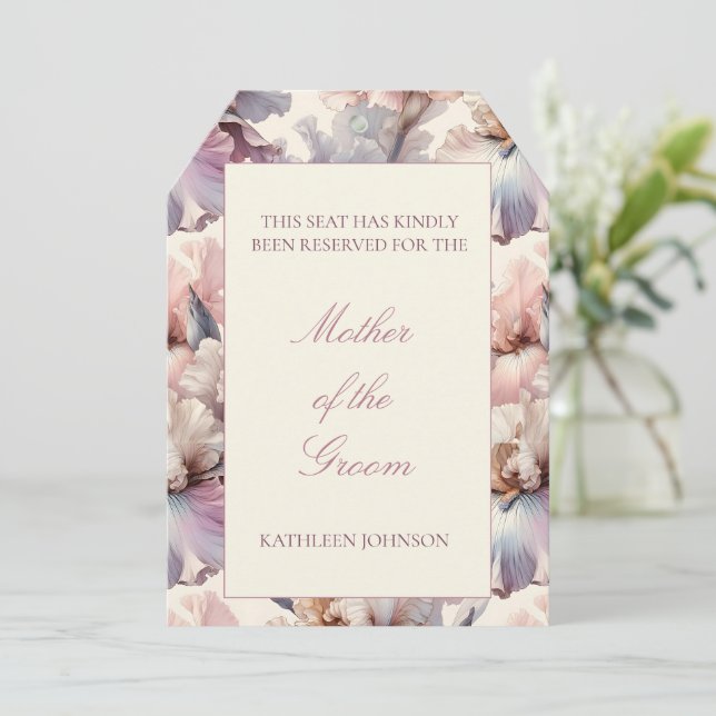 Elegant Floral Wedding Reserved Seating Chair Tag (Standing Front)