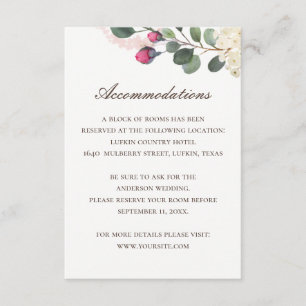 Elegant Floral Wedding   Rose Accommodation + QR Enclosure Card