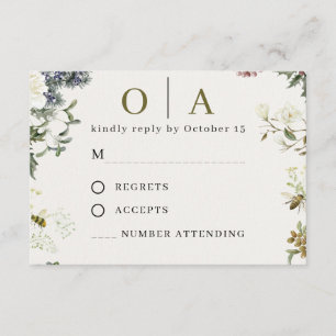 Elegant Floral Wedding RSVP Card Watercolor