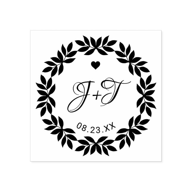Elegant Floral Wedding Rubber Stamp (Imprint)