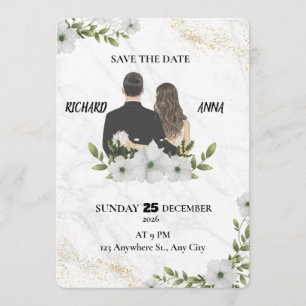 Elegant Floral Wedding Save the Date Card 
