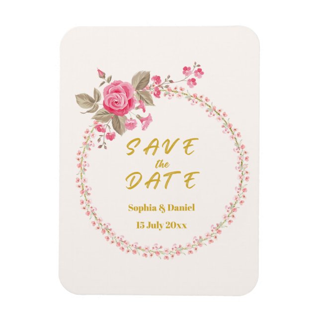 Elegant Floral Wedding Save the Date Magnet (Vertical)