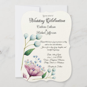 Elegant Floral Wedding Soft Botanical Romance Invitation