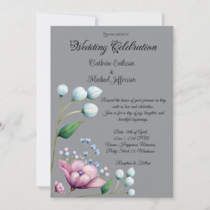Elegant Floral Wedding Soft Botanical Romance Invitation