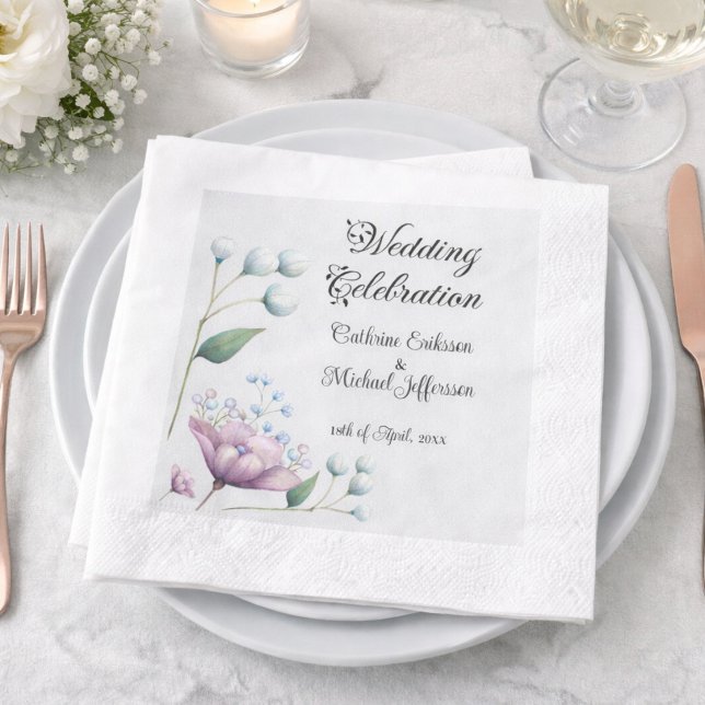 Elegant Floral Wedding Soft Botanical Romance Napkin (Creator Uploaded)