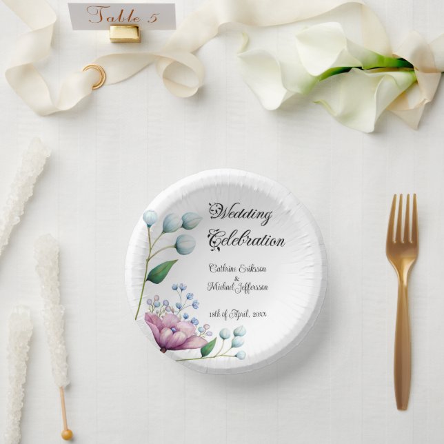 Elegant Floral Wedding Soft Botanical Romance Paper Plate (Wedding)