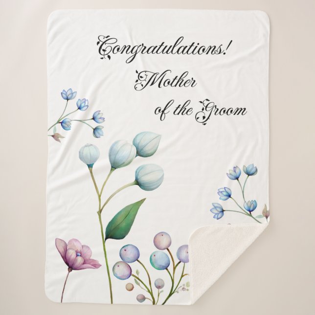 Elegant Floral Wedding Soft Botanical Romance Sherpa Blanket (Front)