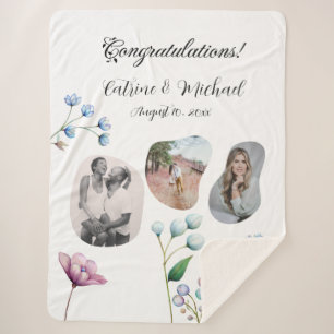 Elegant Floral Wedding Soft Botanical Romance Sherpa Blanket