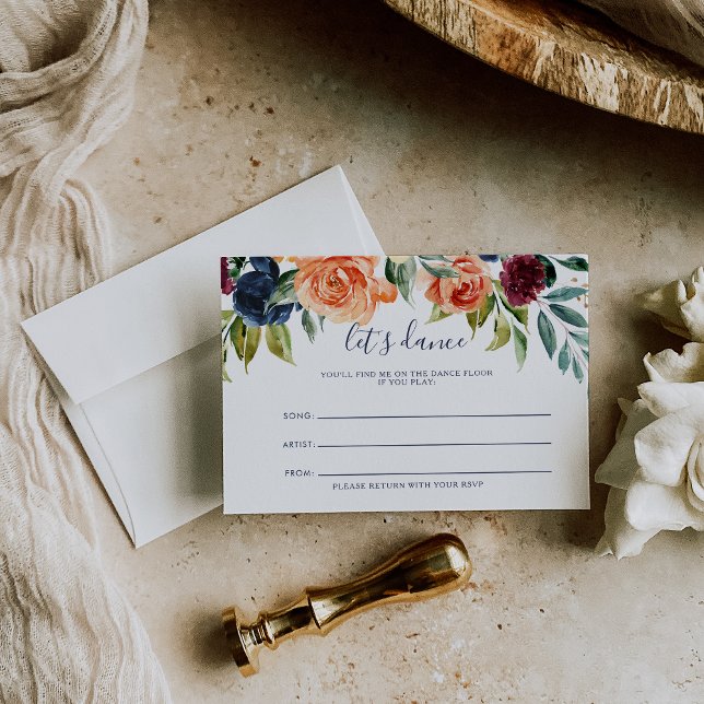 Elegant Floral Wedding Song Request Card (Creator Uploaded)