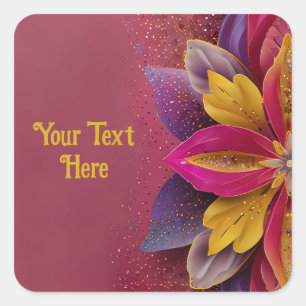 Elegant Floral Wedding Square Sticker