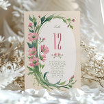 Elegant Floral Wedding Table Number Card<br><div class="desc">Add an enchanting touch to your wedding reception with our Elegant Floral Wedding Table Number Card. The design features a lush column of flowers in delicate shades of blush, coral, and sage, framed by an ornate botanical arch with a classic monogram at the top. Each card is graced with a...</div>