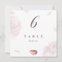 Elegant Floral Wedding Table Number Card