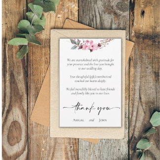 Elegant floral wedding thank you card