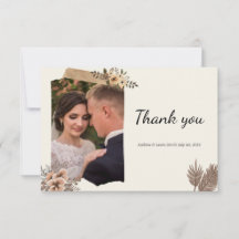 Elegant Floral Wedding Thank You Card | Botanical