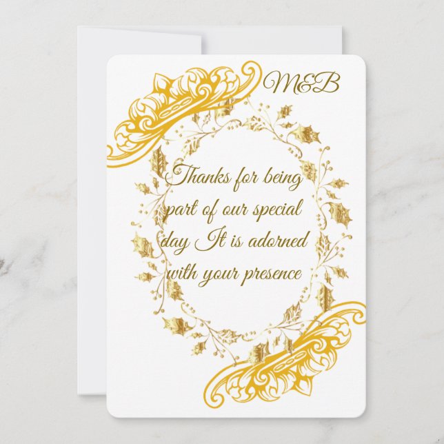 Elegant Floral Wedding Thank You Card Set (Front)