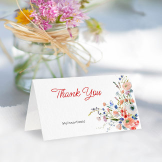 Elegant Floral Wedding Thank You Folded Card