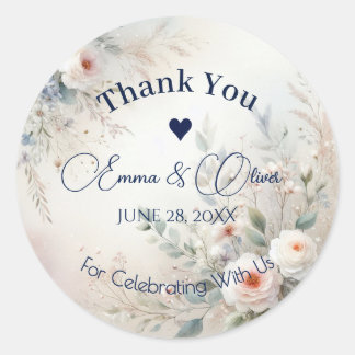 Elegant Floral Wedding Thank-You Stickers 