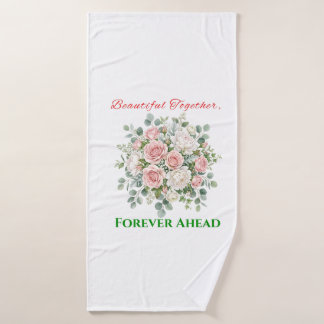Elegant Floral Wedding Watch Bath Towel Set