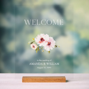  Elegant Floral Wedding Welcome  Acrylic Sign