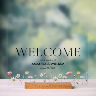  Elegant Floral Wedding Welcome  Acrylic Sign