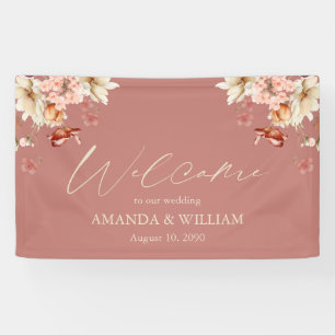 Elegant Floral Wedding Welcome Banner