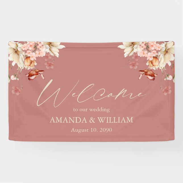 Elegant Floral Wedding Welcome Banner (Horizontal)