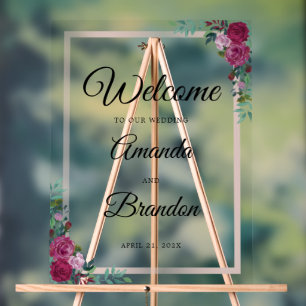 Elegant Floral Wedding Welcome Sign Acrylic Sign