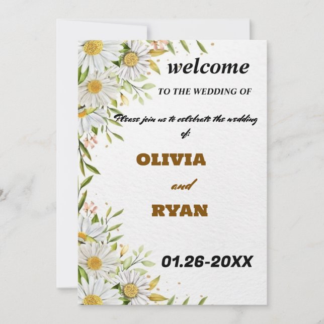 elegant floral wedding welcome sign invitation (Front)