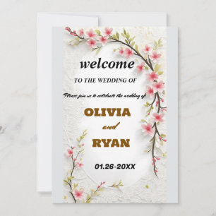elegant floral wedding welcome sign invitation