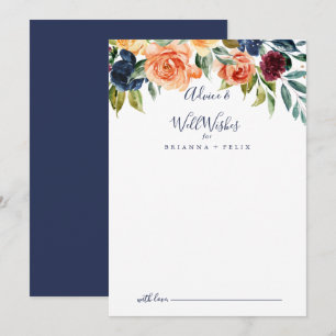 Elegant Floral Wedding Well Wishes Advice Card