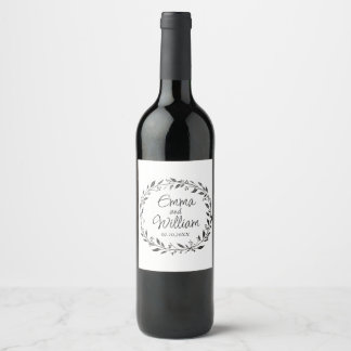 Elegant floral wedding wine label