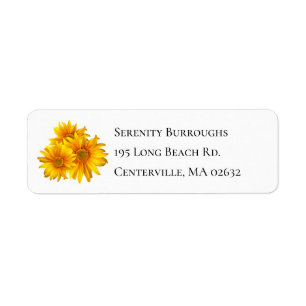 Elegant Floral Wedding Yellow Sunflowers Return Address Label
