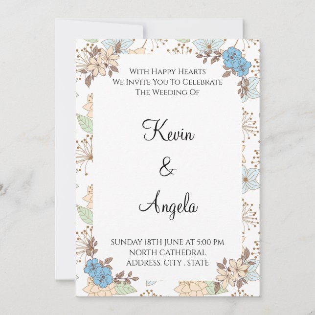 Elegant Floral Weeding Invitation  (Front)