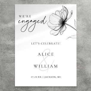 Elegant Floral We're Engaged Engagement Party Sign