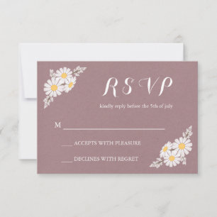 Elegant Floral White Daisies RSVP Wedding Card