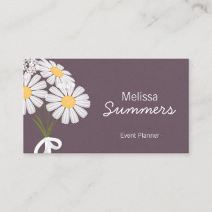 Elegant Floral White Daisies Rustic Business Card