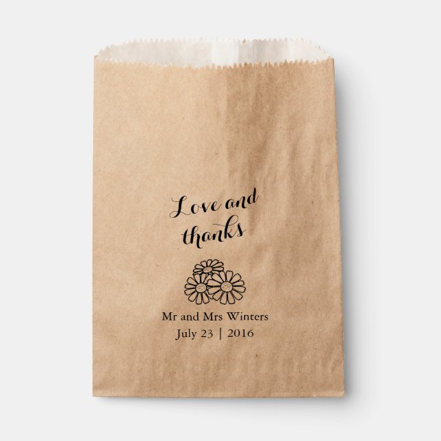 Elegant Floral White Daisies Wedding Favour Bag (Front)