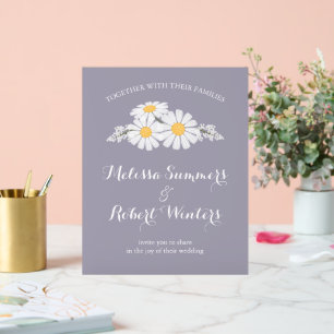 Elegant Floral White Daisies Wedding Lavender Acrylic Sign