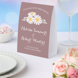 Elegant Floral White Daisies Wedding Rosy Brown