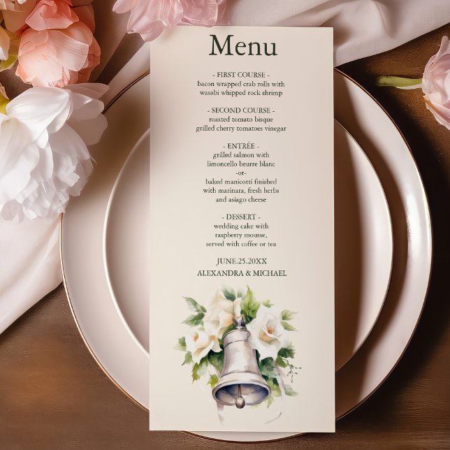 Elegant Floral White Exotic Wedding Menu (Creator Uploaded)