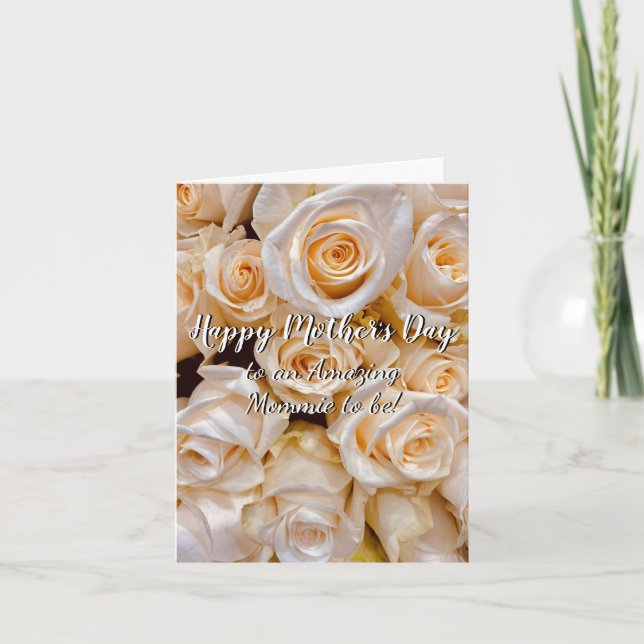 Elegant Floral White Roses Mother to Be Pregnant  Card (Front)