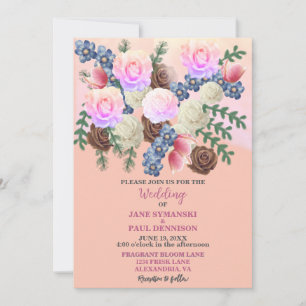 Elegant Floral Wildflower-Boutique-Apricot-Wedding Invitation