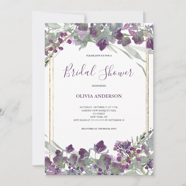 Elegant Floral Wildflower Bridal Shower  Invitation (Front)