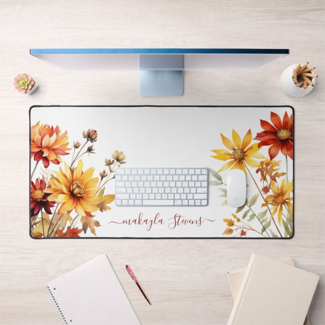 Elegant Floral Wildflower Custom Name Desk Mat (Office 1)