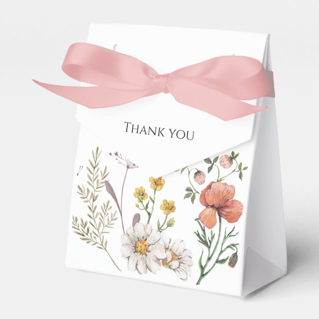 Elegant Floral Wildflower  Favour Box (Front Side)